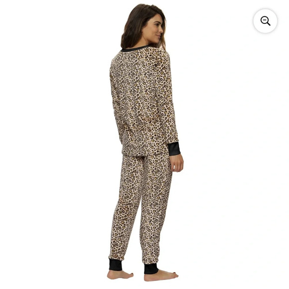 NWT Jane Marie Cheetah Animal Print Dot Long Sleeve Pants Pajama Set XL - Picture 2 of 9